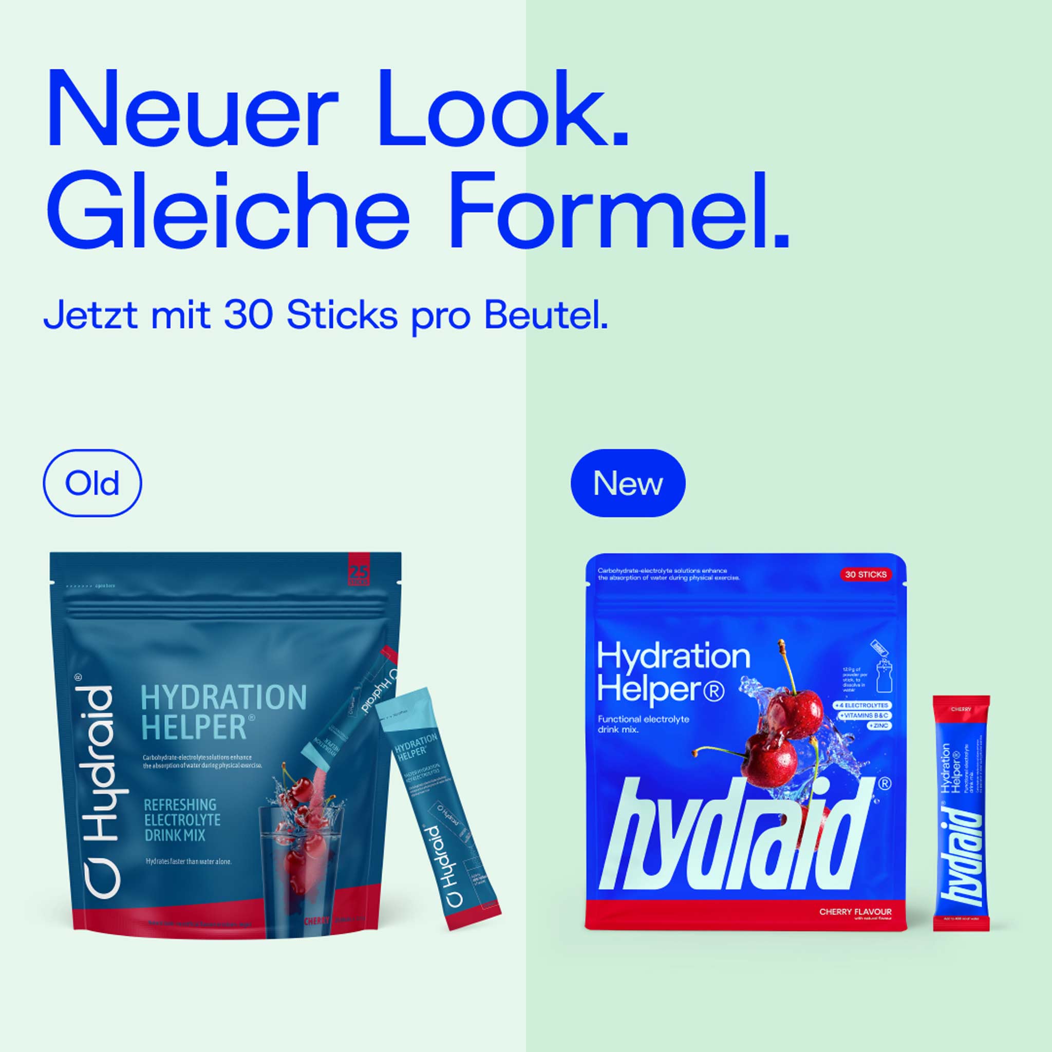 Altes vs. neues Packaging von Hydraid